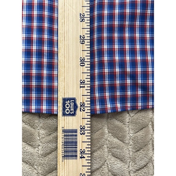 Charles Tyrwhitt Mens L Blue Plaid Weekend Non-Iron Classic Fit Shirt - Picture 10 of 12